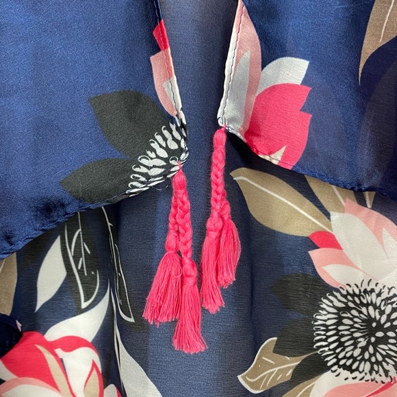 Catherines Floral Open Front Tassel Kimono One Size - Picture 3 of 6
